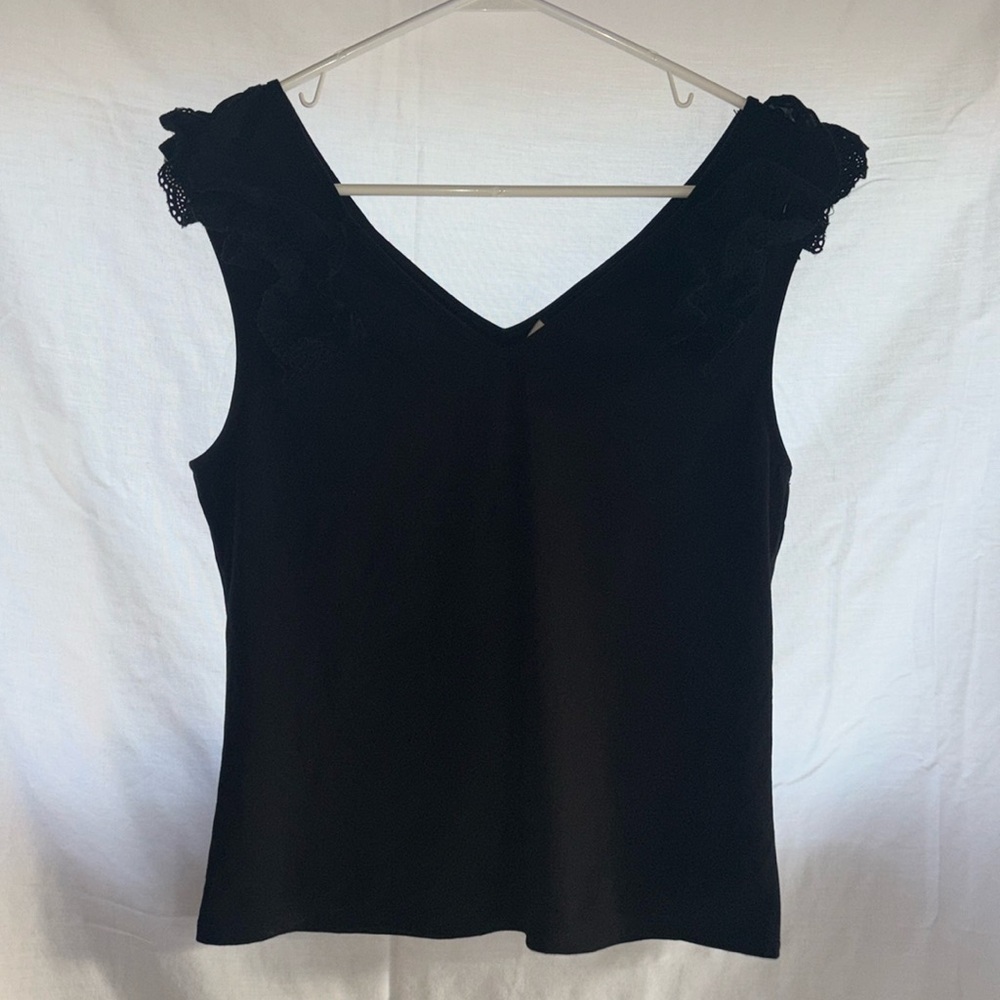 Laundry Size Small V-Neck Sleeveless Top with Ruffles